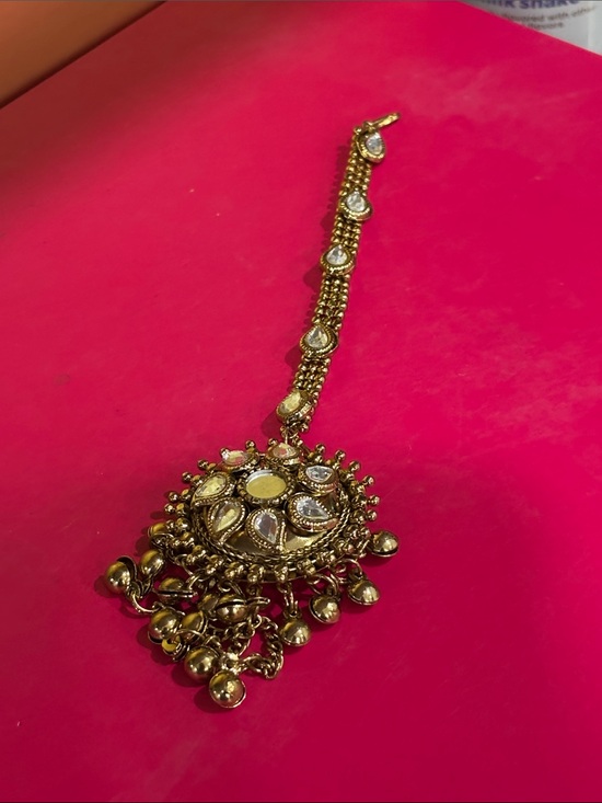 Jewelry - Gold-Tone Kundan Maang Tikka Hair Chain - Women Jewelry